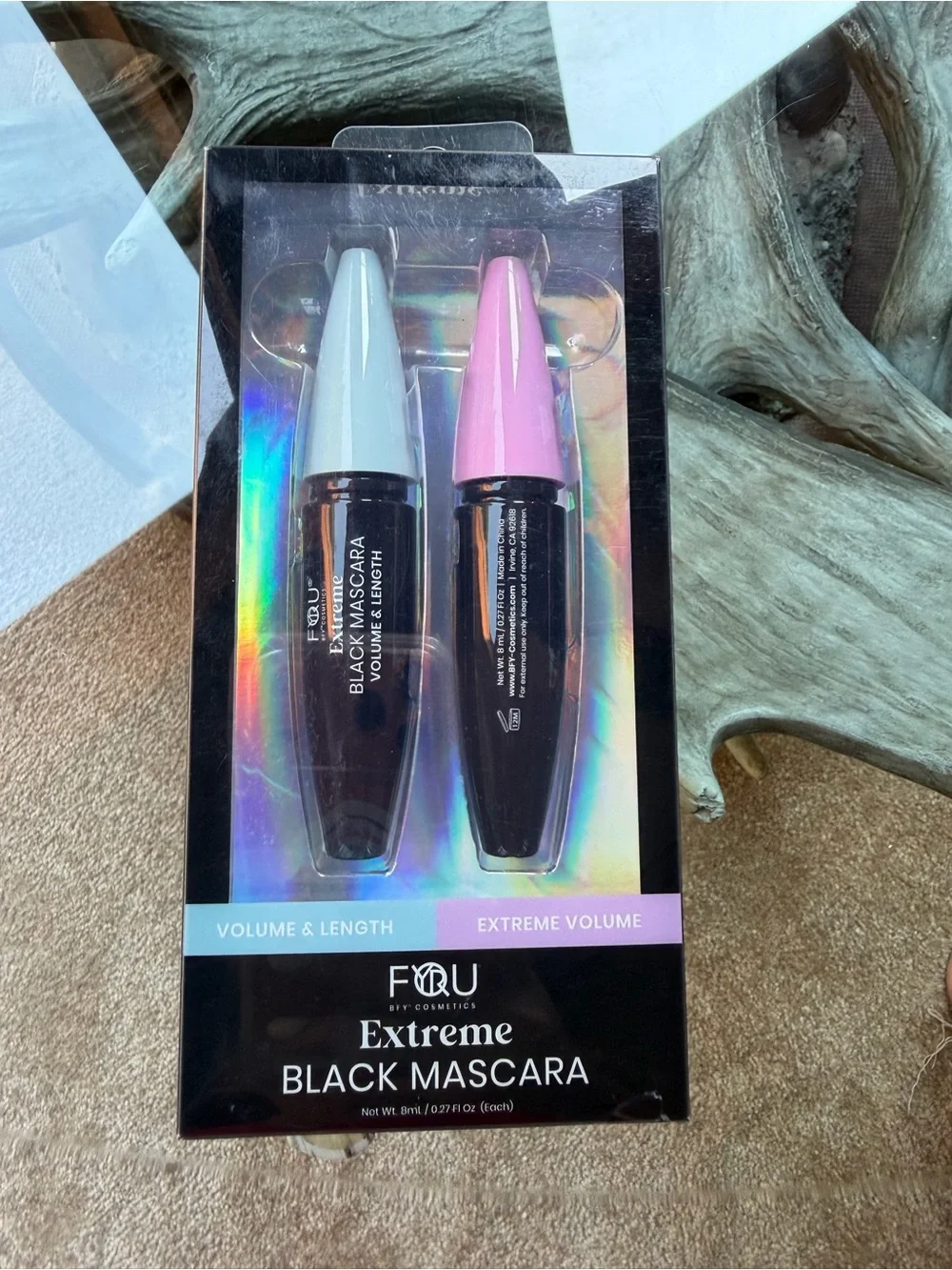 Fou Extreme Black Mascara Duo - Black (White & Pink Caps)